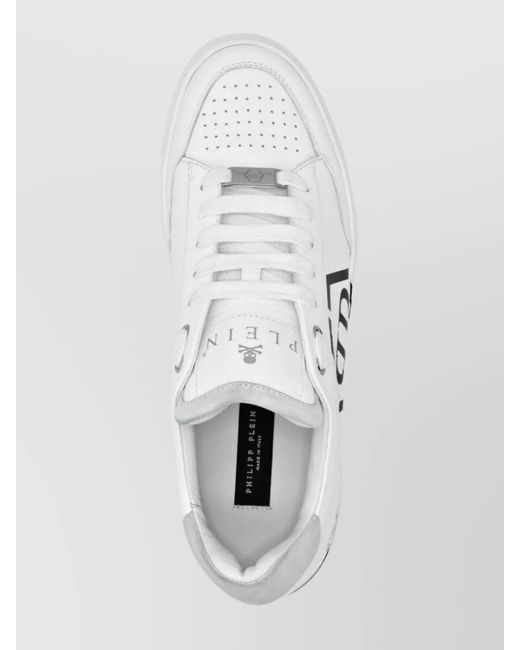 Philipp Plein Metallic Leather Logo-Print Low-Top Sneakers for men