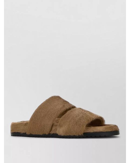 Dolce & Gabbana Brown Dg Calf Hair Casual Open Slippers for men