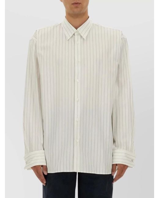 Dries Van Noten White Striped Cotton Shirt for men