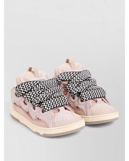 Lanvin Pink Leather Low-Top Sneakers