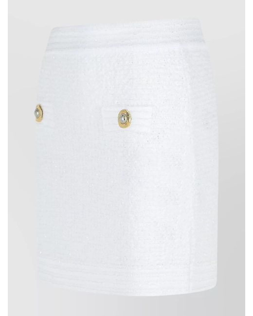 Balmain White High-Rise Mini Skirt
