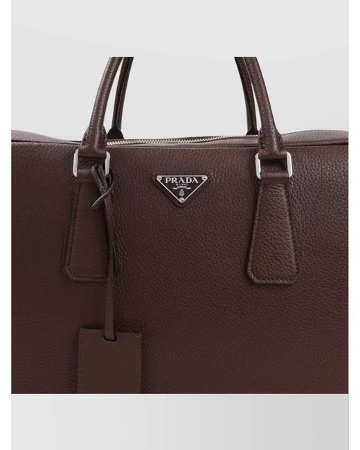 Prada Brown Leather Tote Bag for men