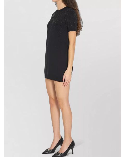 Gucci Black Wool Ribbed Regular-Fit Mini Dress