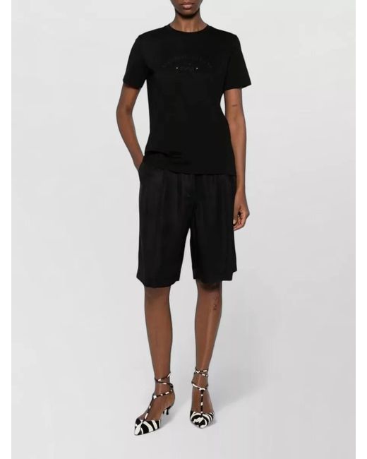 Elisabetta Franchi Black Cotton Logo-Embroidered T-Shirt