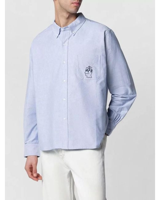Brain Dead Blue Shirt Button Down Collar Chest Pocket for men