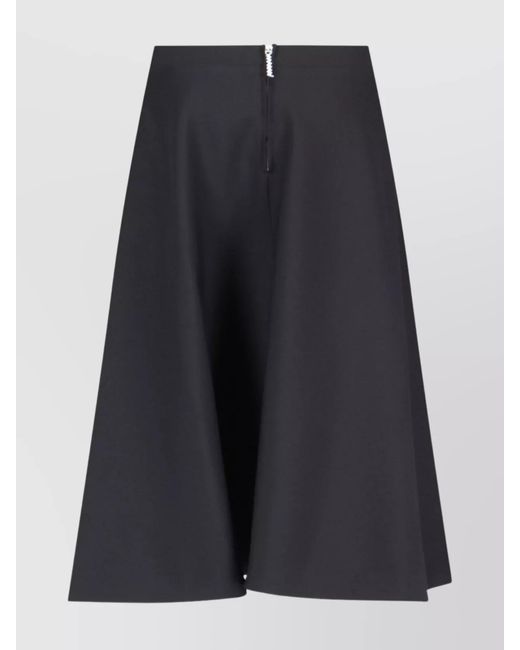 Marni Blue Virgin Wool Crepe High-Rise A-Line Midi Skirt