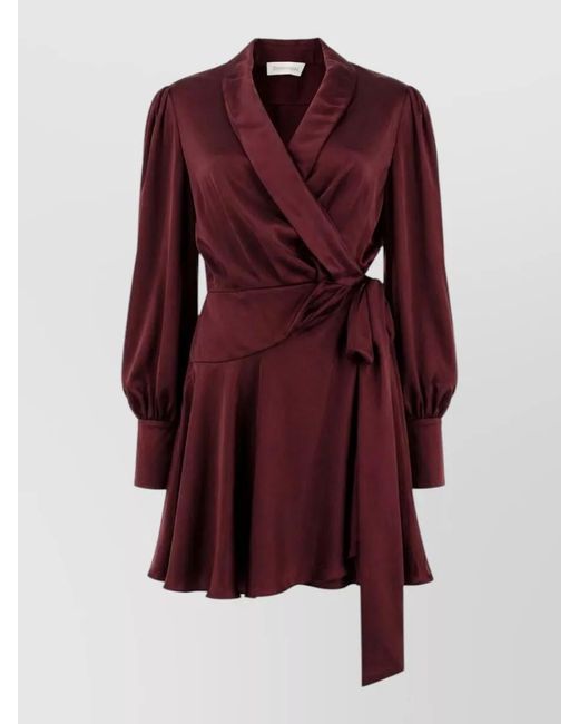Zimmermann Red Mini Wrap Dress Belted Waist Neckline