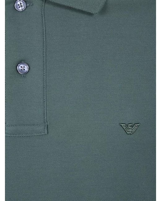Emporio Armani Green Cotton Polo Shirt for men