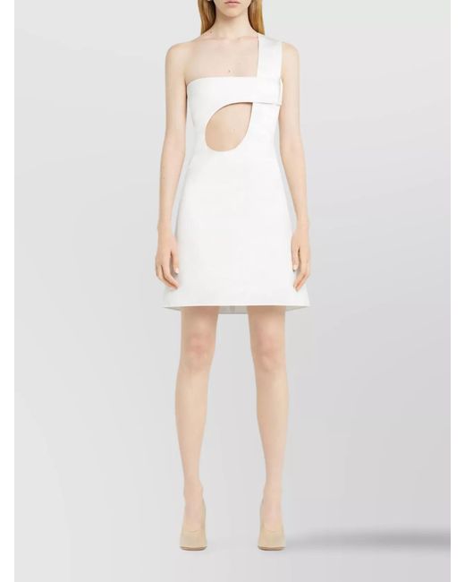 Courreges White Polyester One-Shoulder Cutout Mini Dress