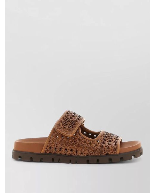 Miu Miu Brown Braided Leather Sandals Urban Style