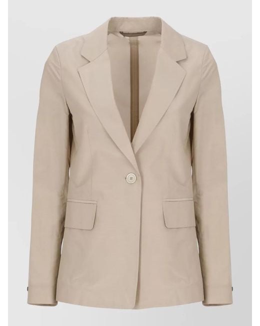 Peserico Natural Wool Single Breasted Blazer Notch Lapels