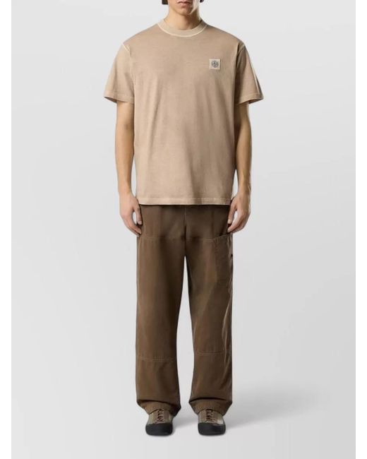 Stone Island Natural Cotton Ribbed T-Shirt for men