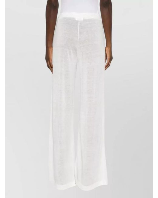 P.A.R.O.S.H. White Lounge Pants Elastic Waistband Sheer Wide Leg