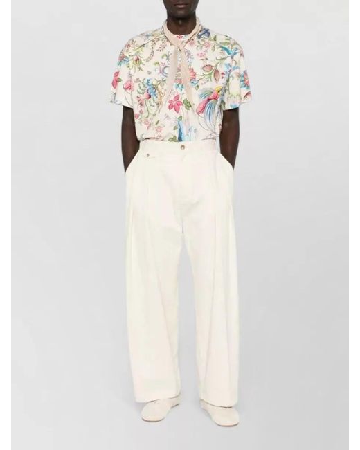 Etro White Relaxed Fit Floral Print Round Neck T-Shirt for men