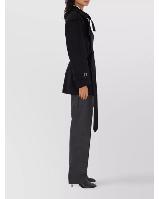 Burberry Black Cotton Double-Breasted Belted Trench Coat