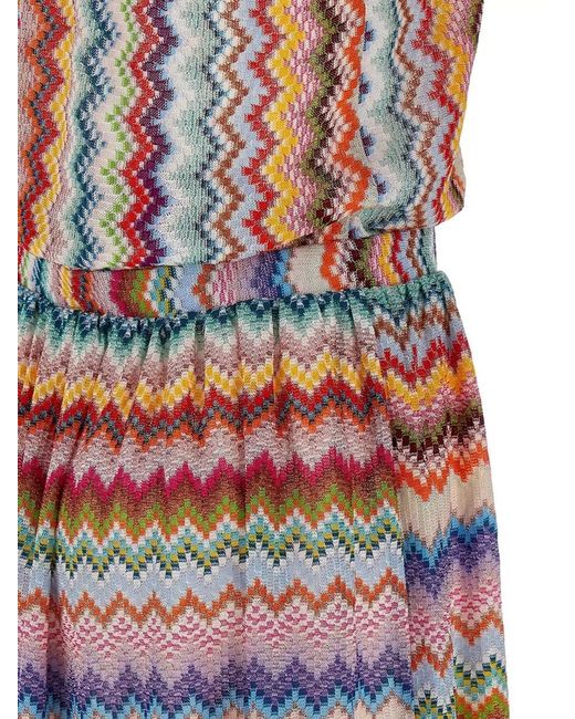 Missoni White Metallic Zigzag Print Sleeveless Short Jumpsuit