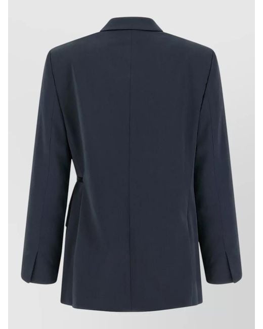 Theory Blue City Twill Blazer Longline Notch Lapel