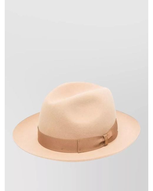Borsalino Natural Wool Fedora Hat for men