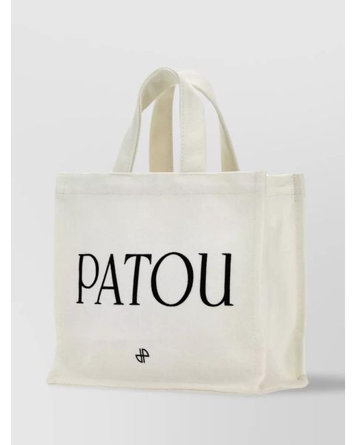Patou White Logo-Print Tote Bag