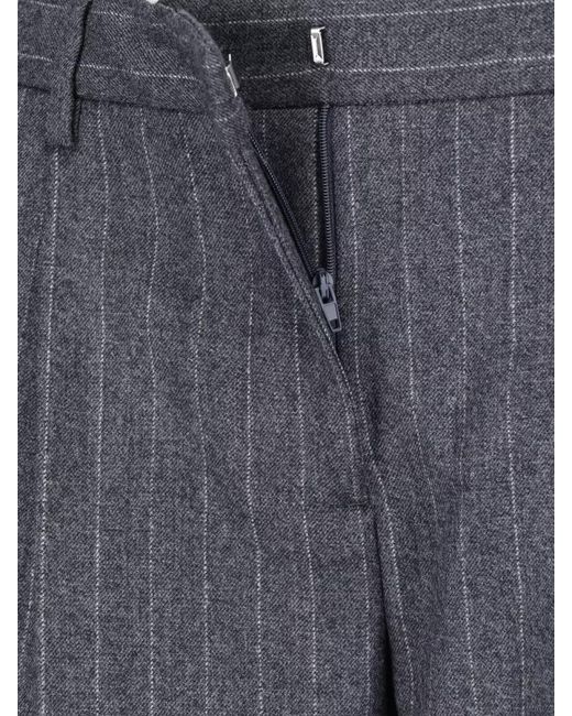 Lardini Blue Tailored Pinstripe Trousers Pleated Front Pockets