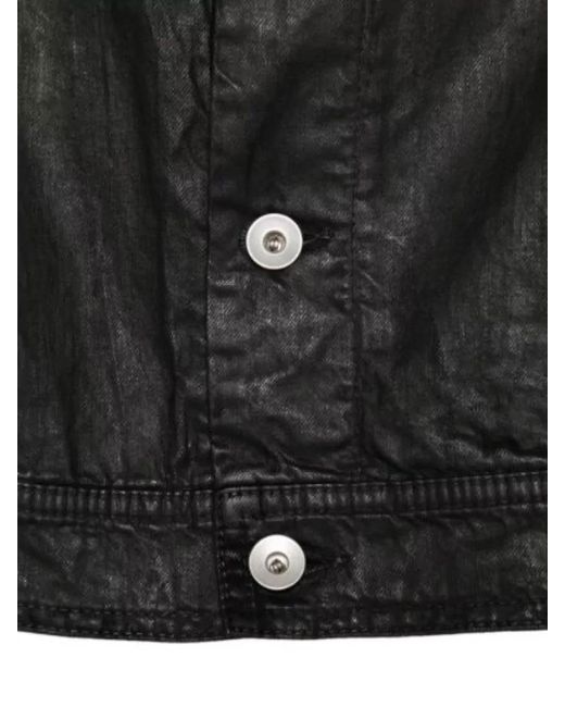 Rick Owens Black Cropped Trucker Coat Long Sleeves Structure