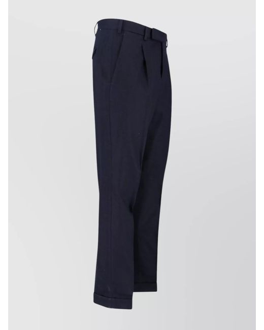 PT Torino Blue Cashmere Straight-Leg Tailored Trousers for men