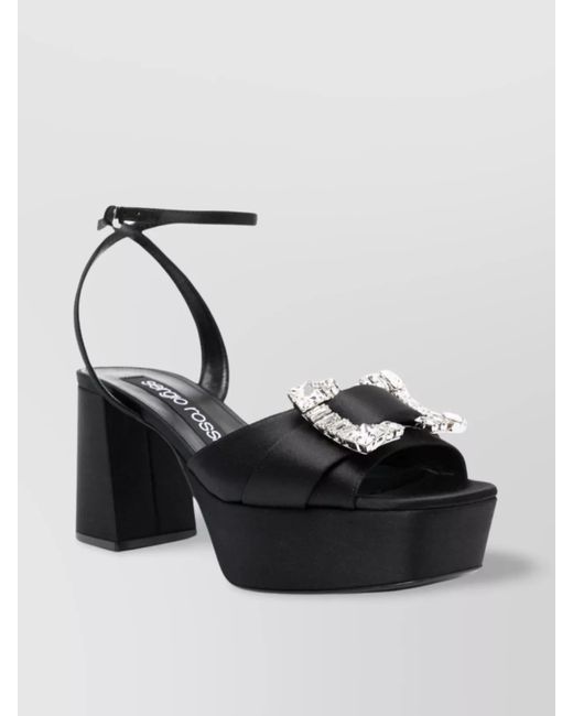 Sergio Rossi Black Sandals Featuring Gem-Embellished Buckle