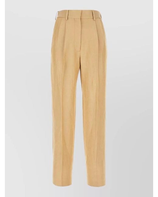 Blazé Milano Natural Tailored Trousers High Waist Pleated Straight Leg