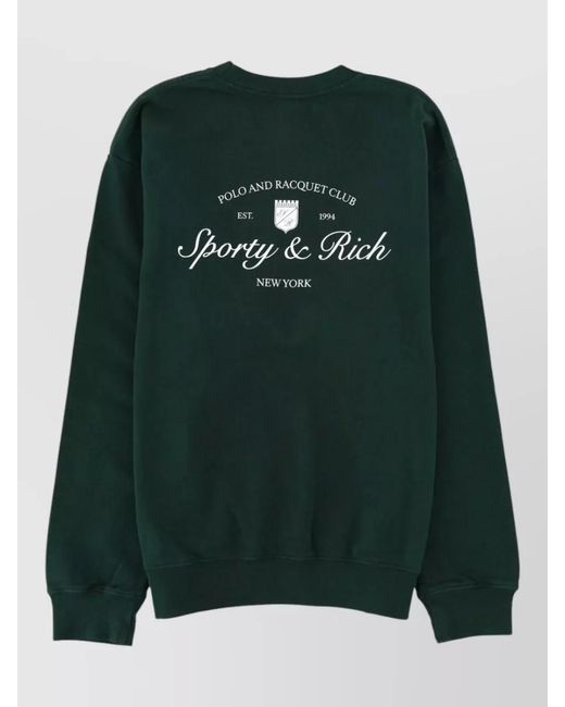 Sporty & Rich Green Crew Neck Top Long Sleeves Print Back