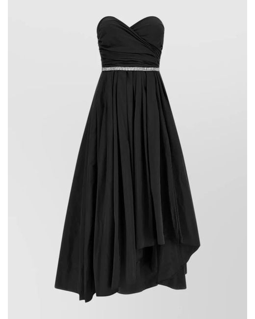 Pinko Black Dattero Dress Strapless Ruched Bodice Skirt