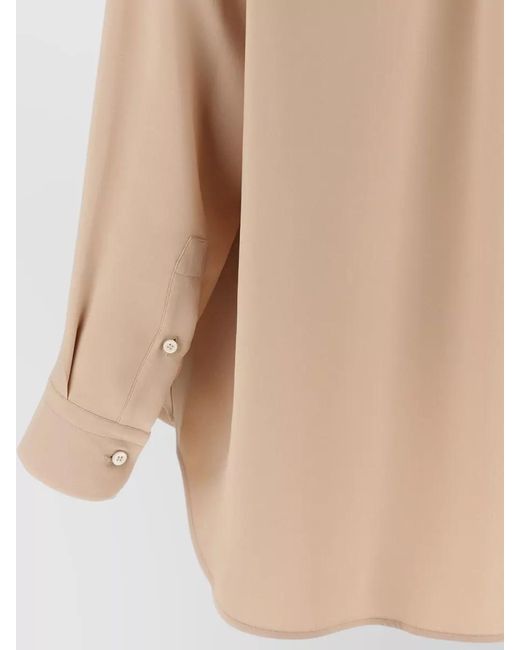 Brioni Natural Silk Shirt Long Sleeves Pleated Back