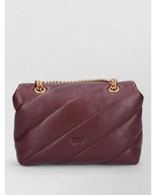 Pinko Purple Love Bag Puff Mini Leather Shoulder Bag