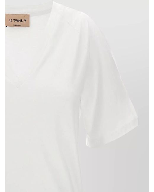 Le twins White Gianna V Neck Short Sleeve Top