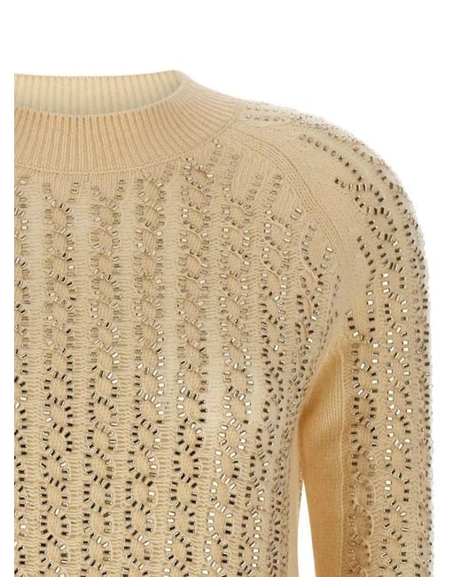 Ermanno Scervino White Studded Cable-Knit Cashmere-Blend Jumper