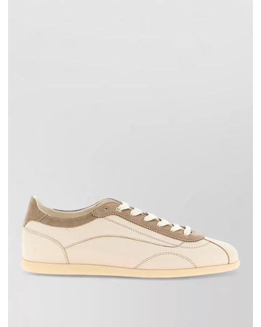 Brunello Cucinelli Natural Slim Low Top Leather Lace Up Sneakers for men