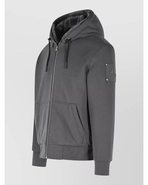 Moose Knuckles Gray Bunny Cotton Blend Hooded Sweatshirt Jacket for men