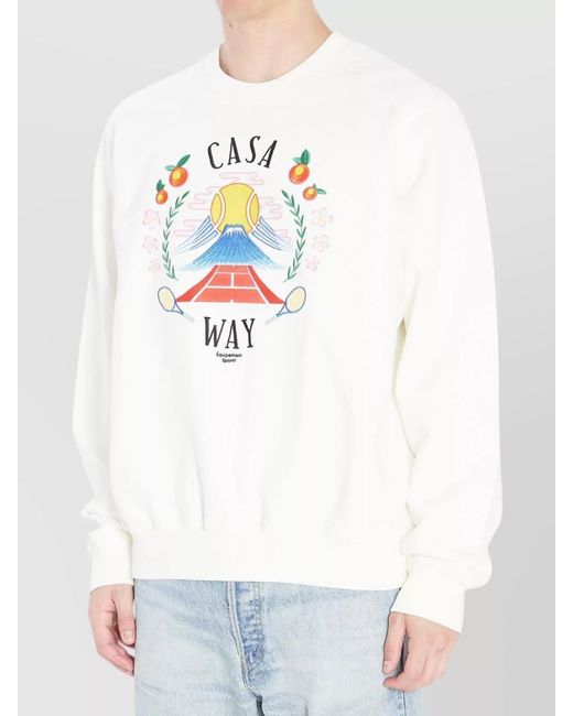 Casablanca White Organic Cotton Relaxed-Fit Embroidered Sweatshirt for men