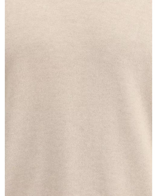 Brunello Cucinelli Natural Cashmere Long-Sleeve Crew-Neck Sweater for men