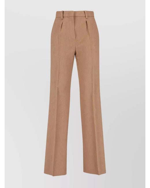 Max Mara Natural Straight Trousers Featuring Pleated Front And Belt Loops