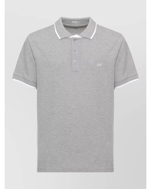 Fay Gray Cotton Polo Three Button Collar Contrast Trim for men