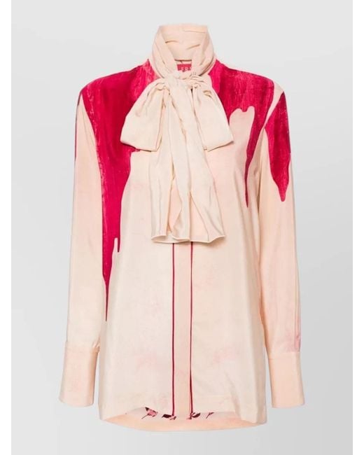 F.R.S For Restless Sleepers Pink Crepe De Chine Shirt Palm Tree Print