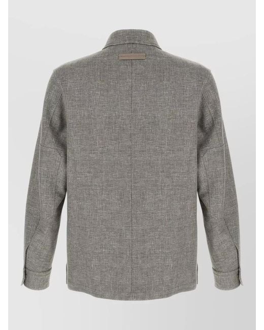 Zegna Gray Regular Woven Shirt for men