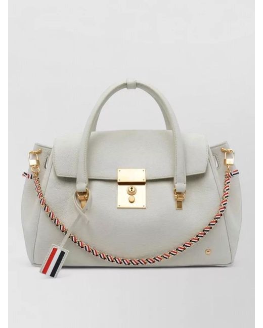 Thom Browne Gray Leather Chain Strap Crossbody Bag