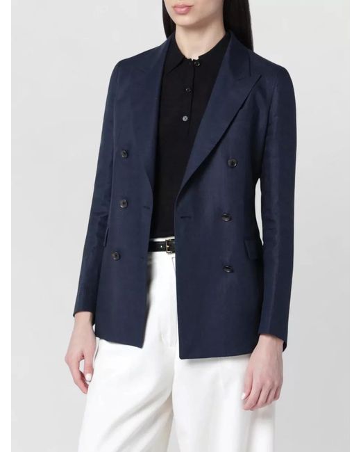 Tagliatore Blue Tailored Jacket Buttoned Cuffs Front Pockets