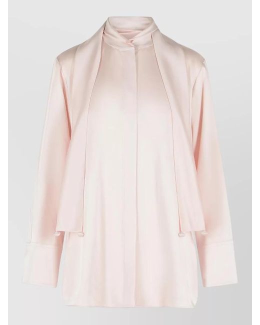 Jil Sander Pink Fiocco Acetate Viscose Draped Long Sleeve Shirt