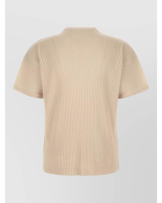 Homme Plissé Issey Miyake Natural March Series Ribbed Crew Neck Shirt for men