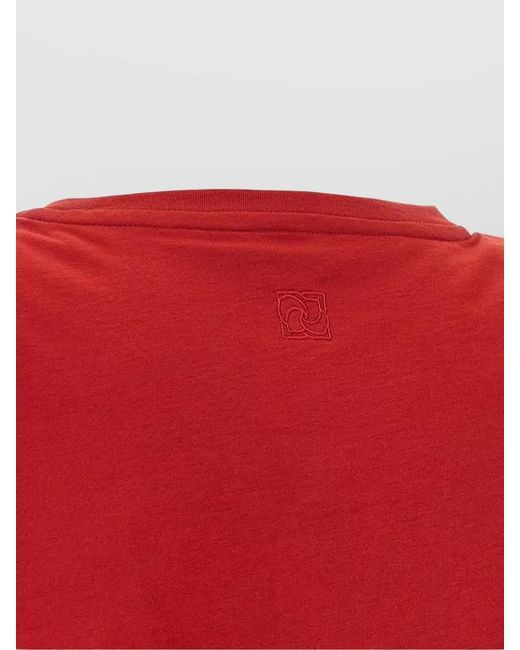 Magda Butrym Red Cotton Cropped Draped Short-Sleeve T-Shirt