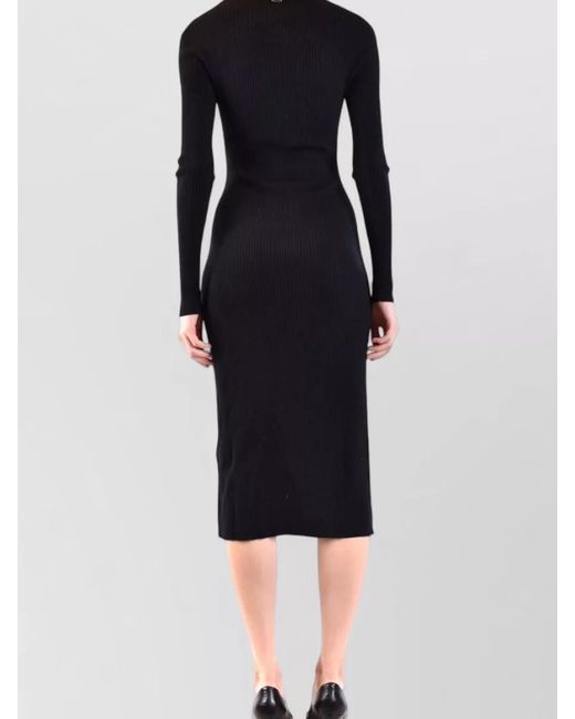 DIESEL Blue Crew Neck Cut Out Ribbed Midi Dress