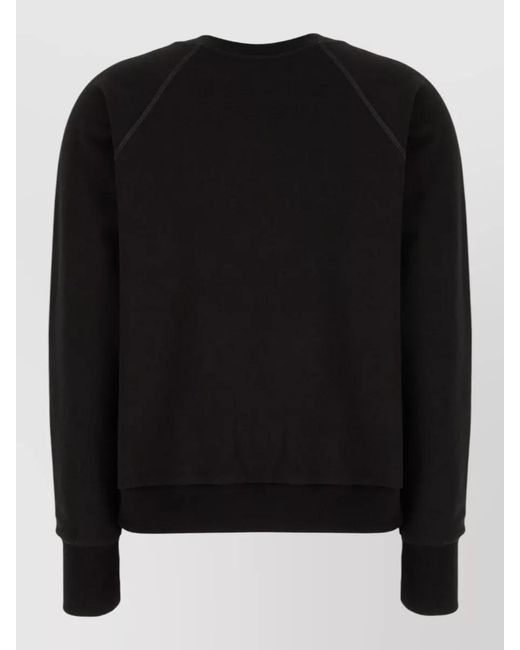 The Row Black Cotton Blend Crew Neck Raglan Sweatshirt