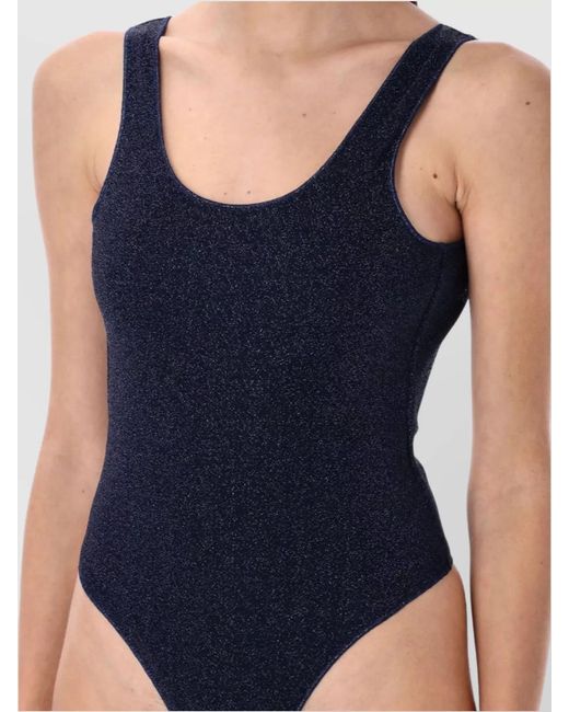 Oseree Blue Metallic Scoop-Neck One-Piece Swimsuit